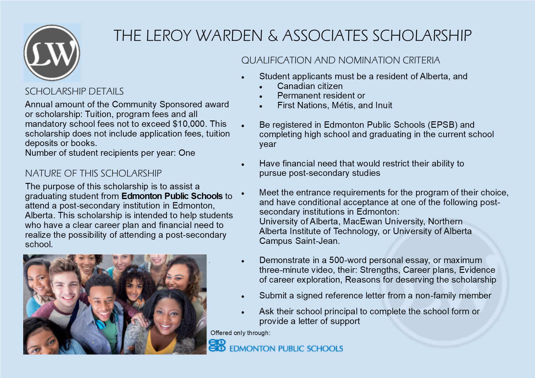 LEROY WARDEN & ASSOCIATES SCHOLARSHIP 2019